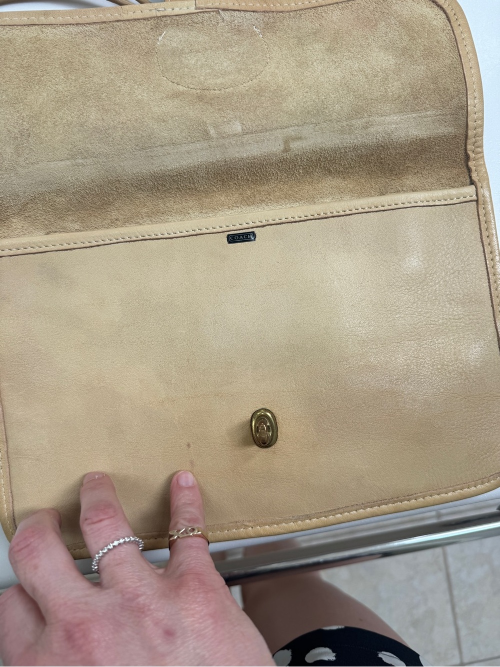 Vintage Coach Bonnie Cashin Double Turnlock Twin Clutch Shoulder Bag Rare Tan - Picture 7 of 13